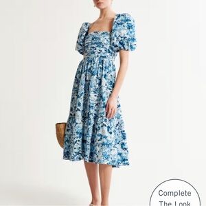 Abercrombie- Emerson Poplin Puff Sleeve Midi Dress